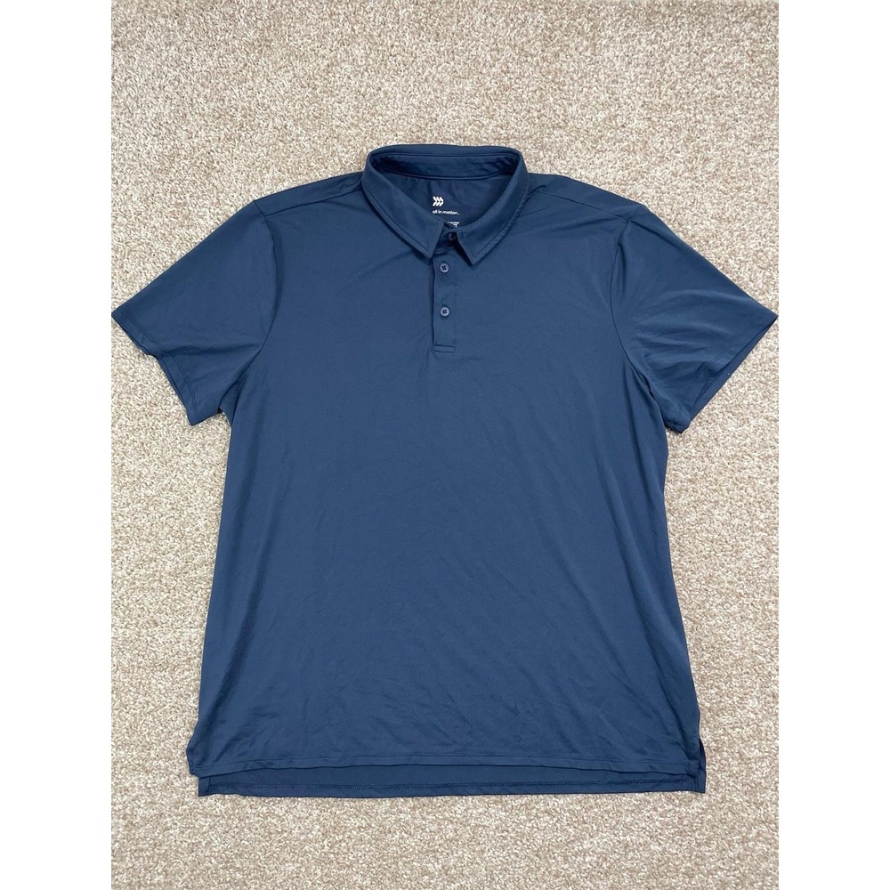 All I'm Motion Polo Shirt Mens Large Performance Short‎ Sleeve Blue